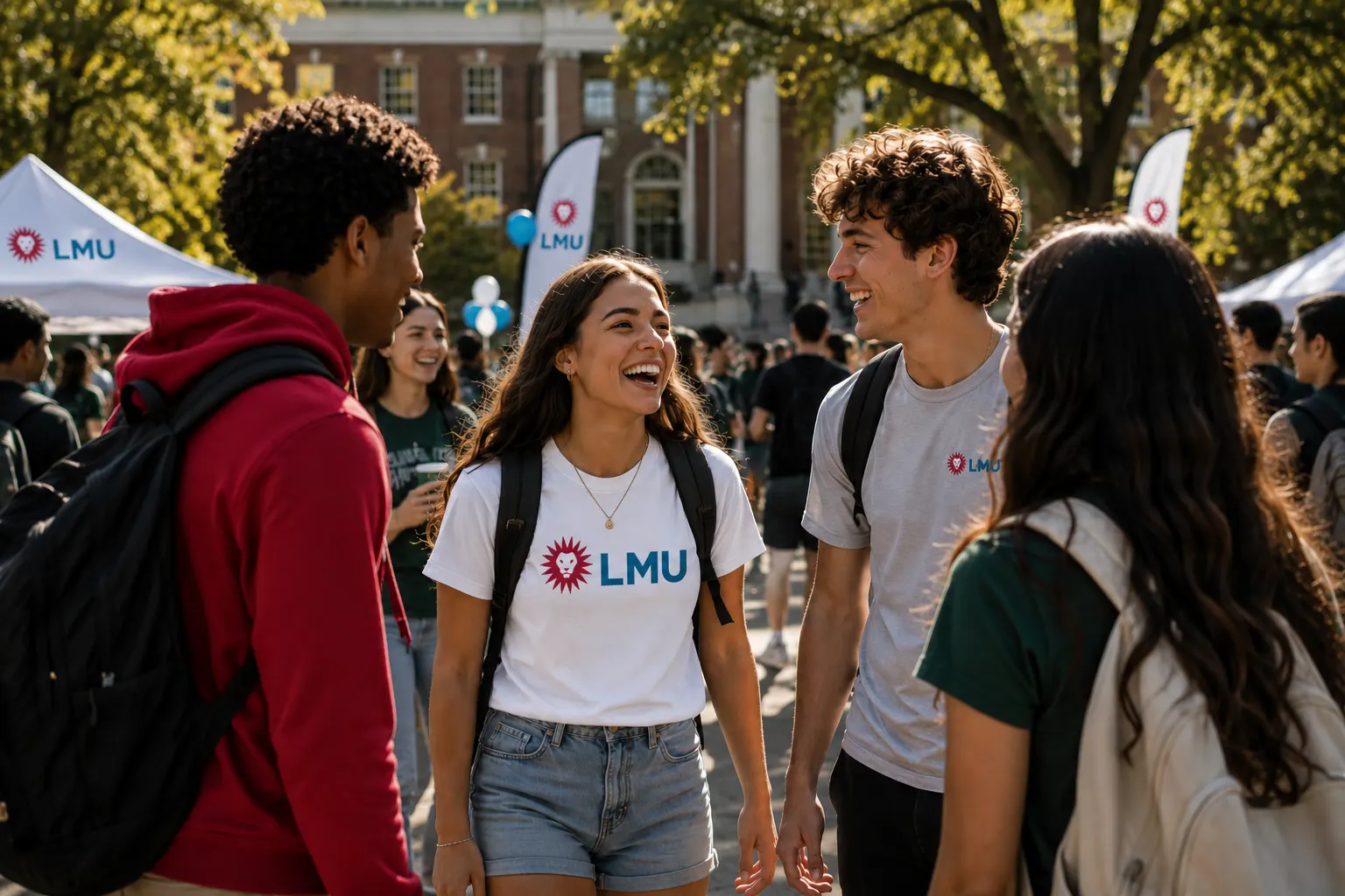 College students wearing branded university spirit gear on campus